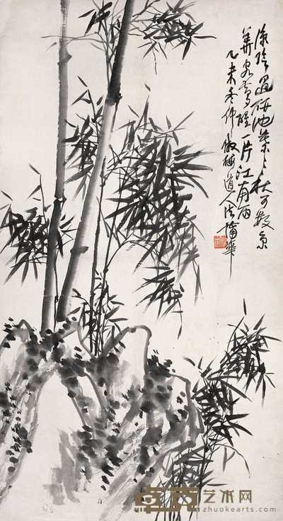 蒲华 1895年作 竹石图 立轴 146×81cm